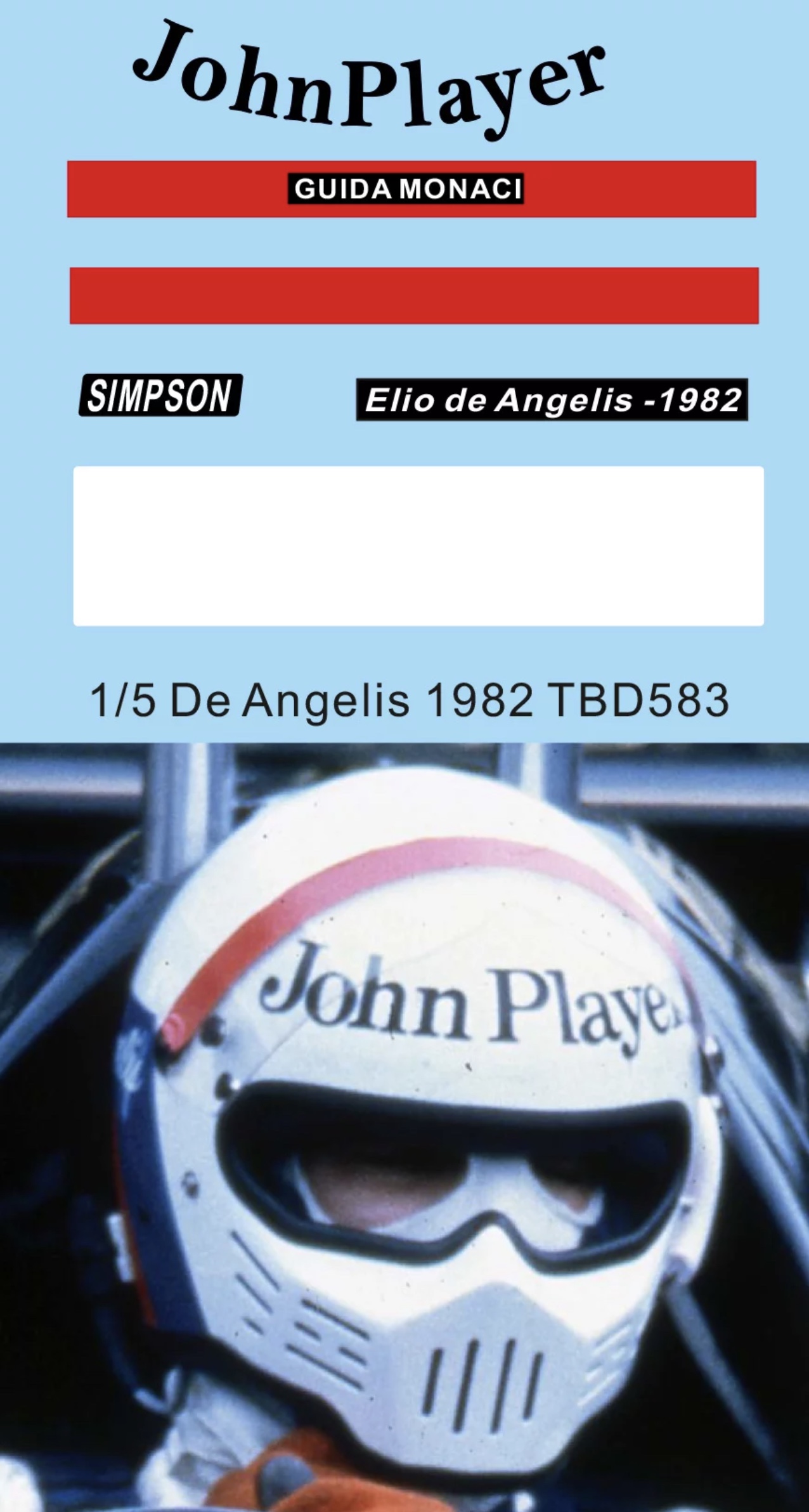 TBデカール 1/5 E.de.アンジェリス 1982  ヘルメットタバコデカール　TBD58358