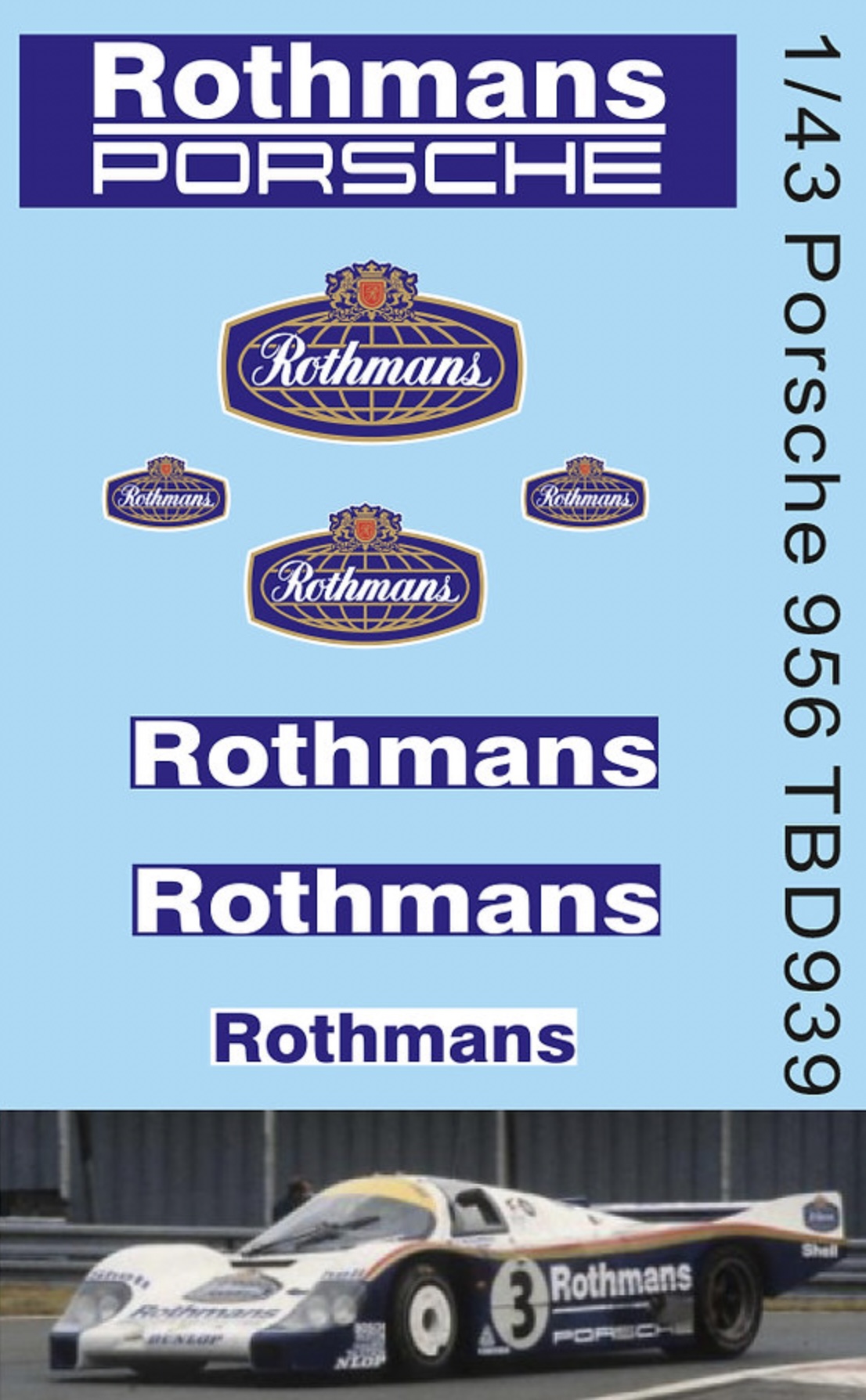 TBデカール 1/43 ポルシェ 956 1983 ロスマンス タバコデカール TBD939