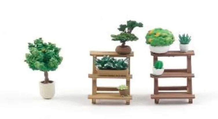 [予約] Xカートイズ 1/64 ジオラマアクセサリーセット– 観葉植物 盆栽棚セット X28-GP