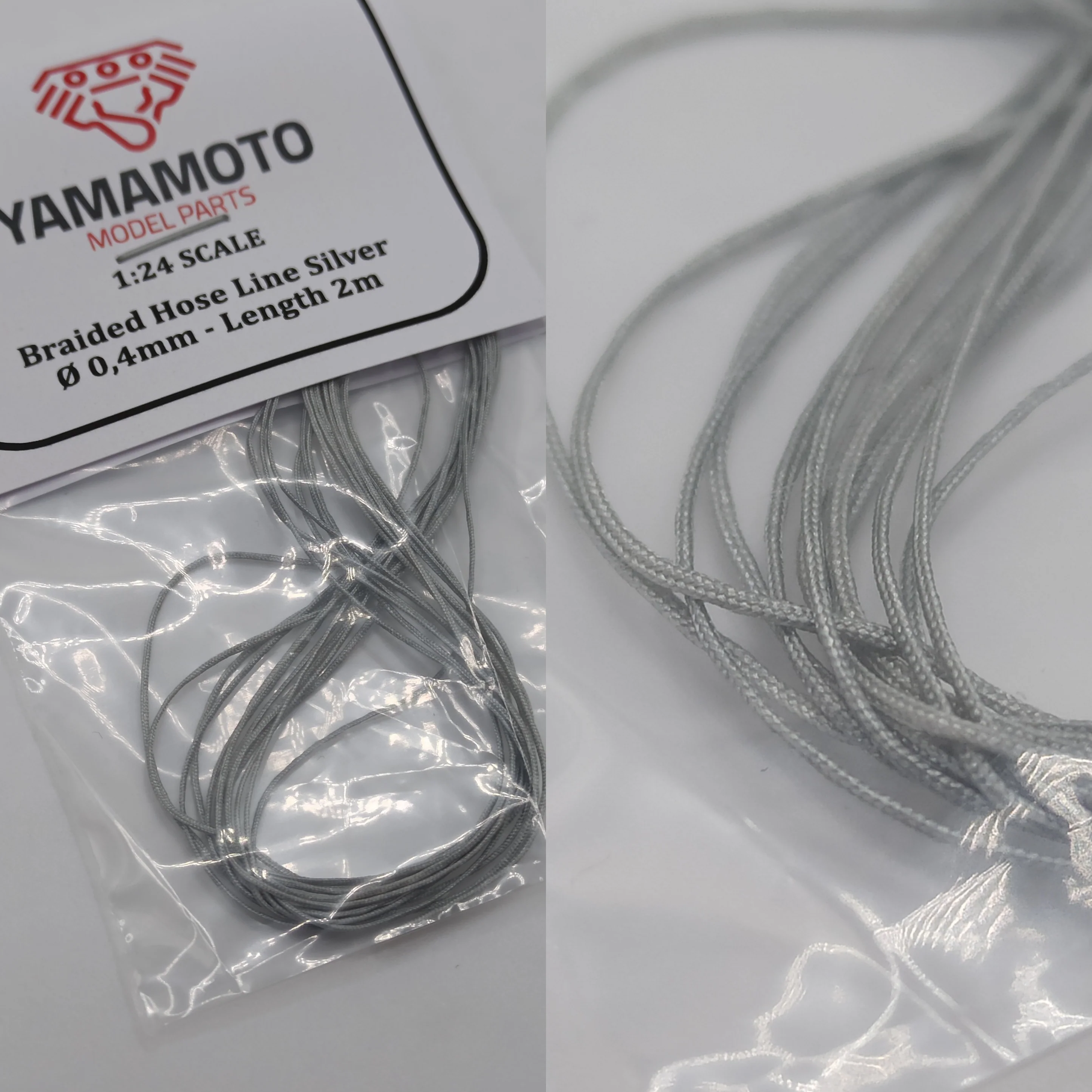 Yamamoto Model Parts 繊維チューブ シルバー 0.4mm × 2m　YMPTUN64