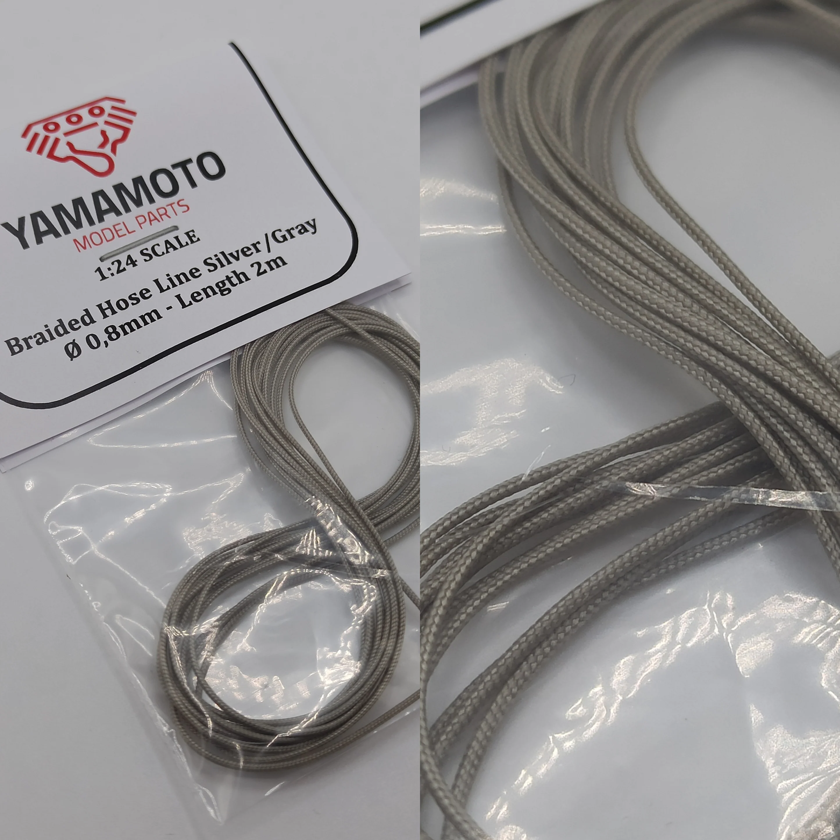Yamamoto Model Parts 繊維チューブ シルバー 0.8mm × 2m　YMPTUN66