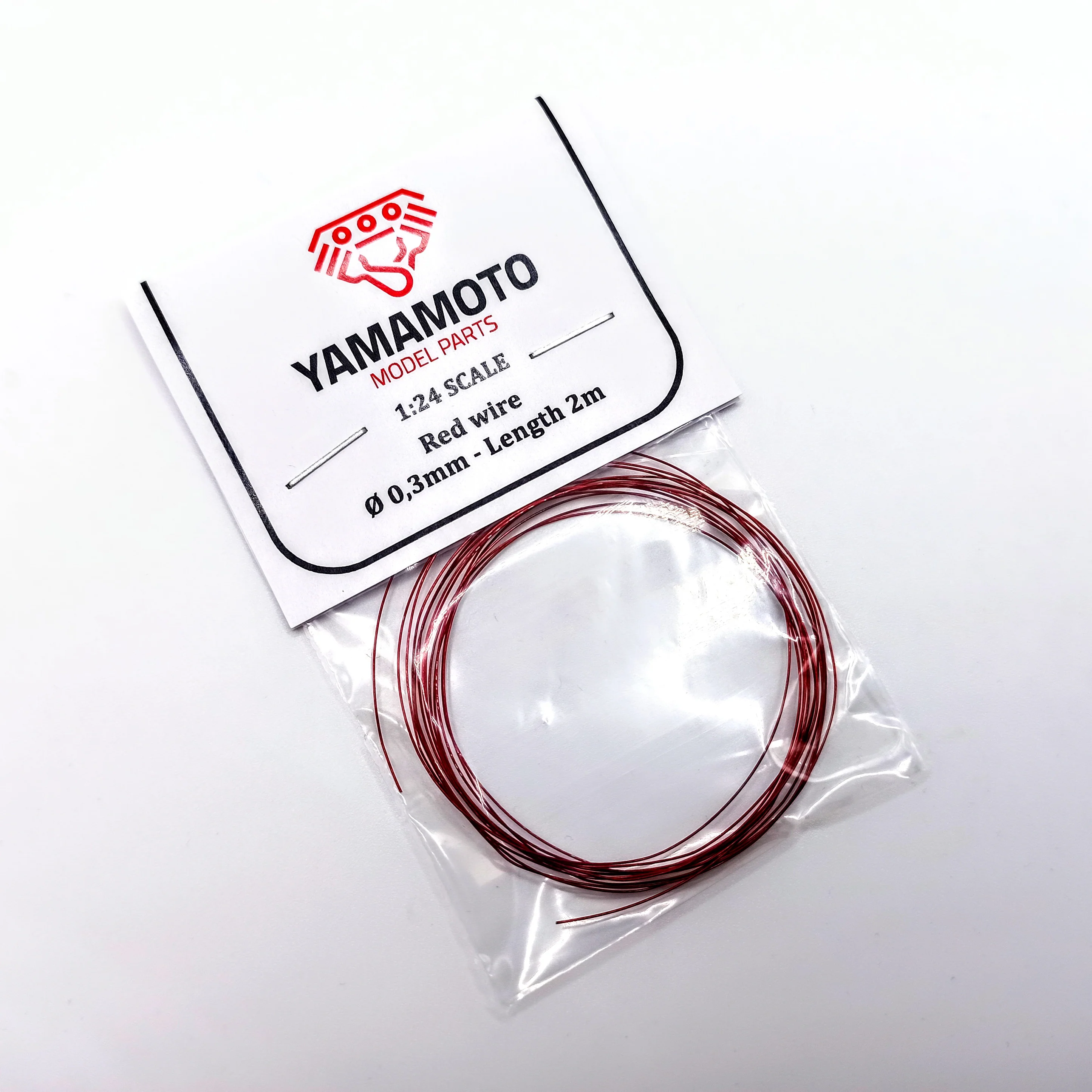 Yamamoto Model Parts ワイヤーコード レッド 0.3mm × 2m　YMPTUN74