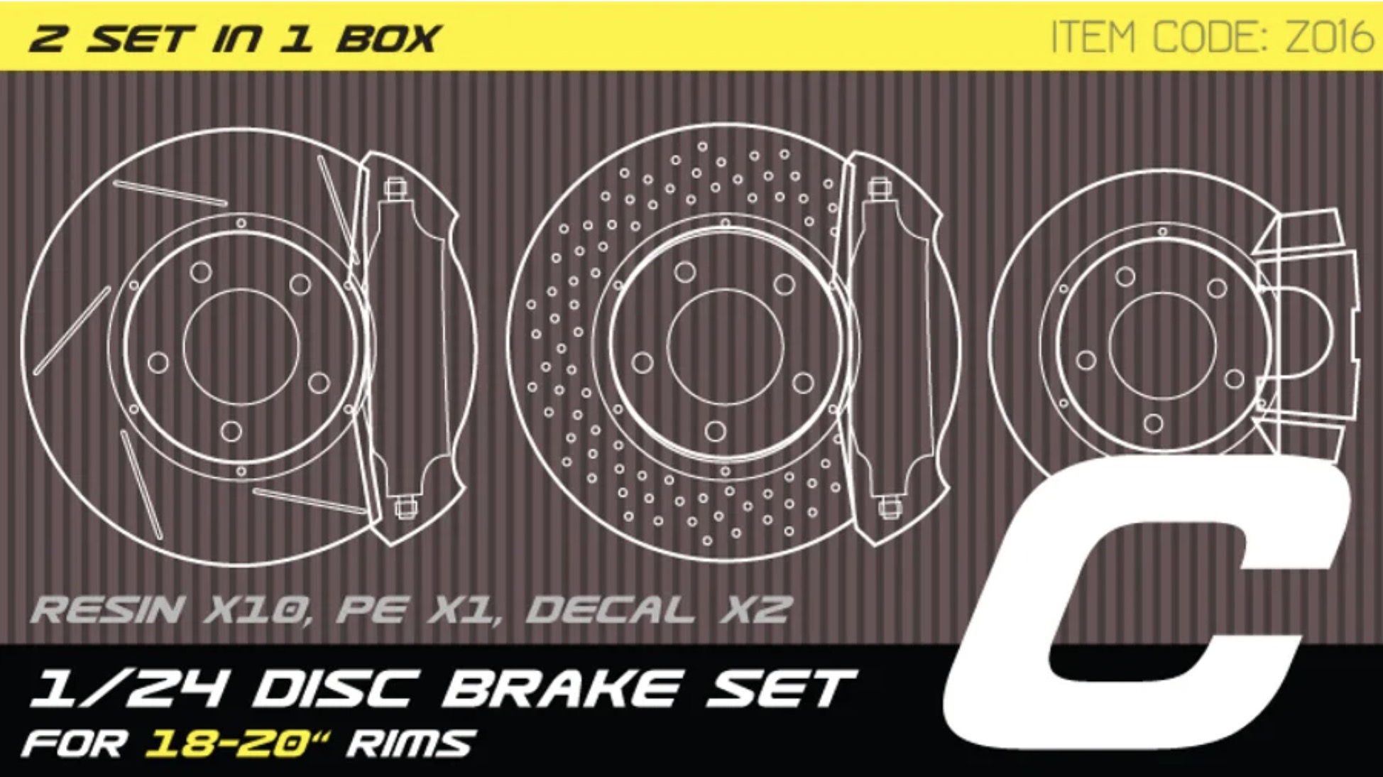 ZoomOn 1/24 ブレーキディスクセット タイプC 18,19,20,21インチ用　Z016