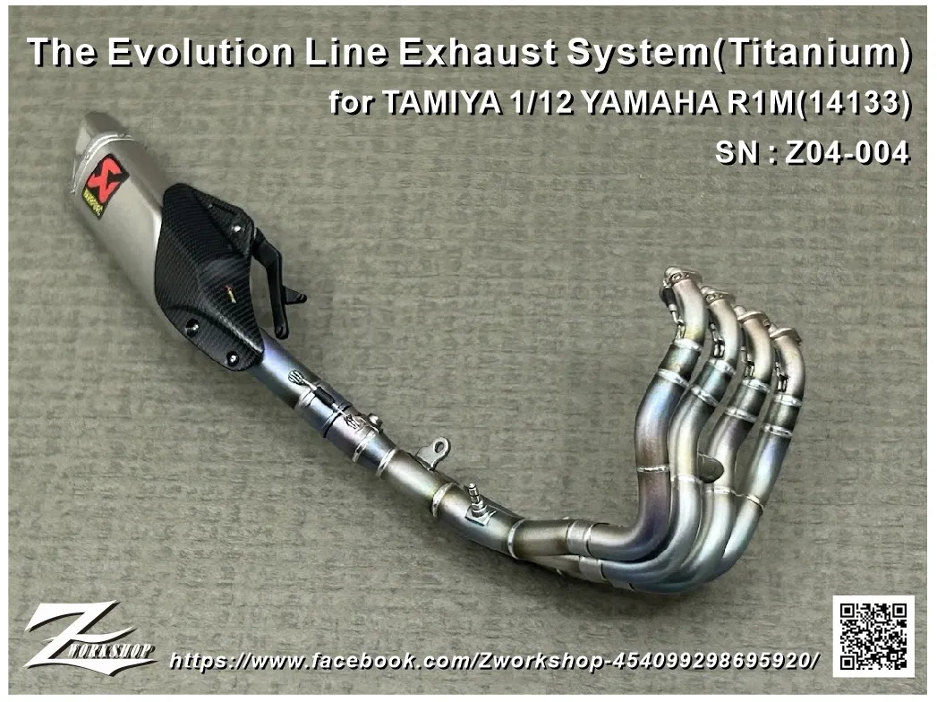 Zワークショップ 1/12 3Dプリントパーツ ヤマハ YZF-R1M エボルーション チタニウムエキゾーストシステム タミヤ対応　Z04-004