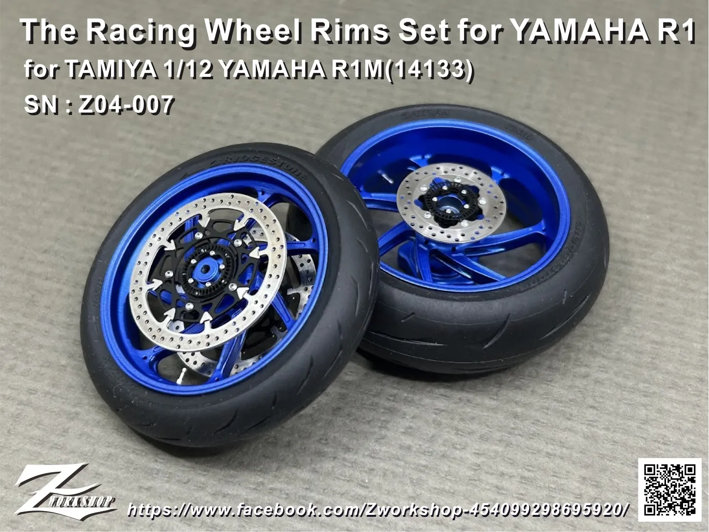 260321　Zワークショップ 1/12 3Dプリントパーツ ヤマハ YZF-R1 ホイール&ブレーキディスクパーツセット タミヤ R1M対応　Z04-007