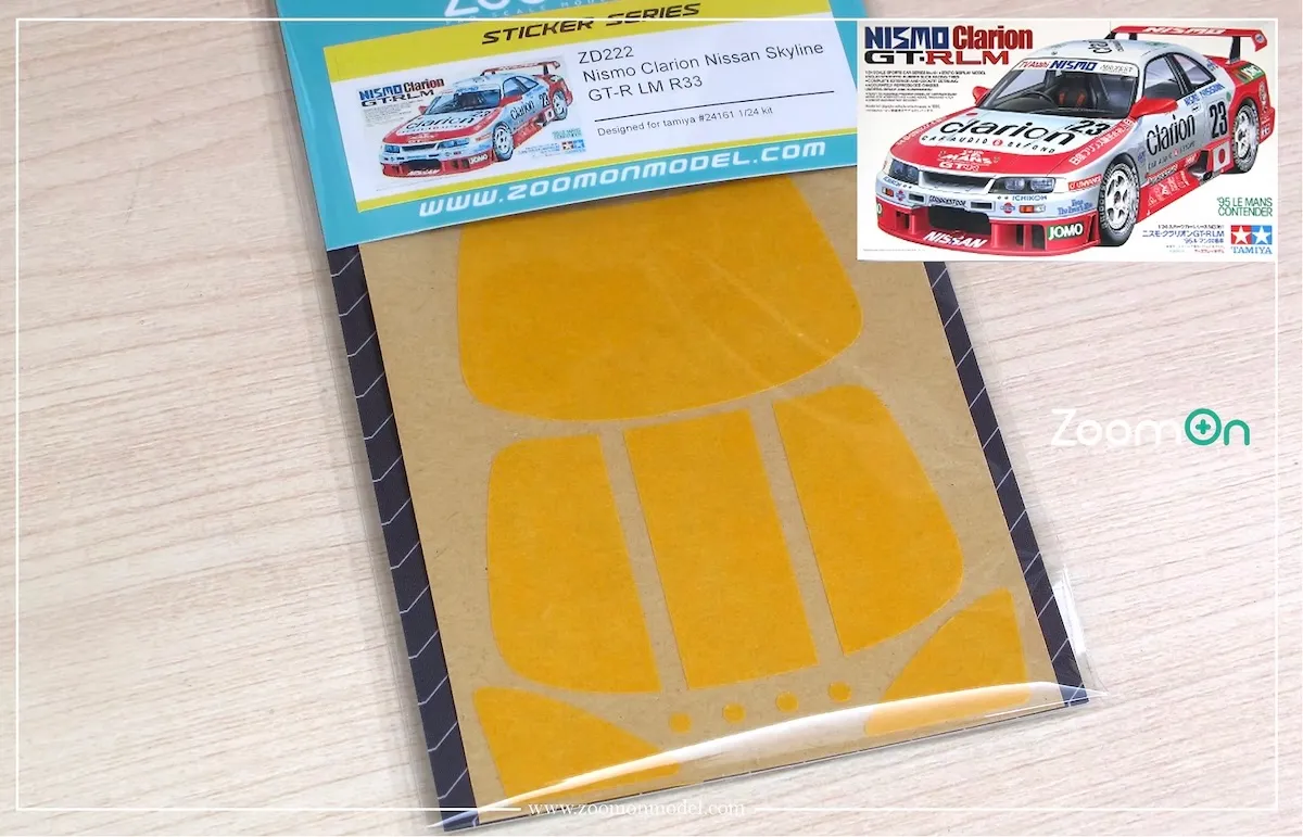 Zoom On 1/24 ウインドウマスキングシート クラリオン ニッサン スカイライン GT-R R33 LM タミヤ対応　ZD222
