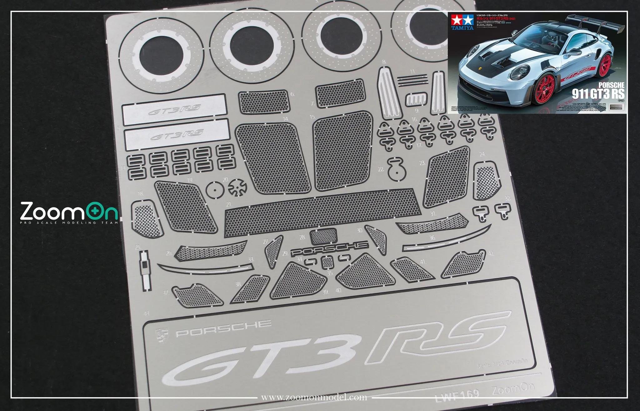 ZoomOn 1/24 ポルシェ 911 992 Gt3 RS ディティールアップパーツ タミヤ対応　ZP001