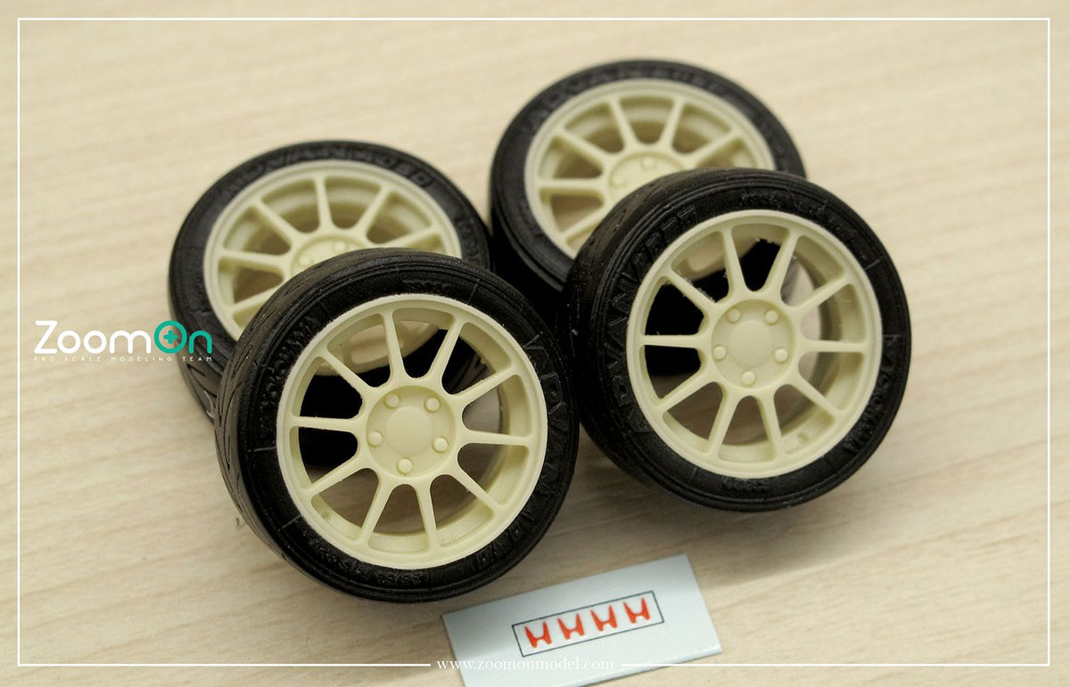 ZoomOn 1/24 16インチ DC2 1998 ホイールタイヤセット ZR003
