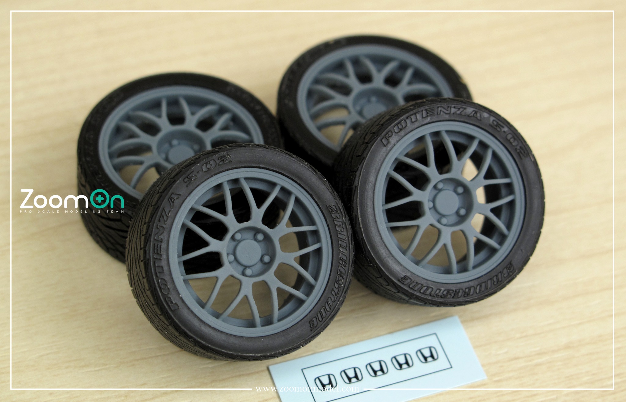 ZoomOn 1/24 NSX タイプ S BBS ホイール タイヤ セット F16インチ R17インチ　ZR090