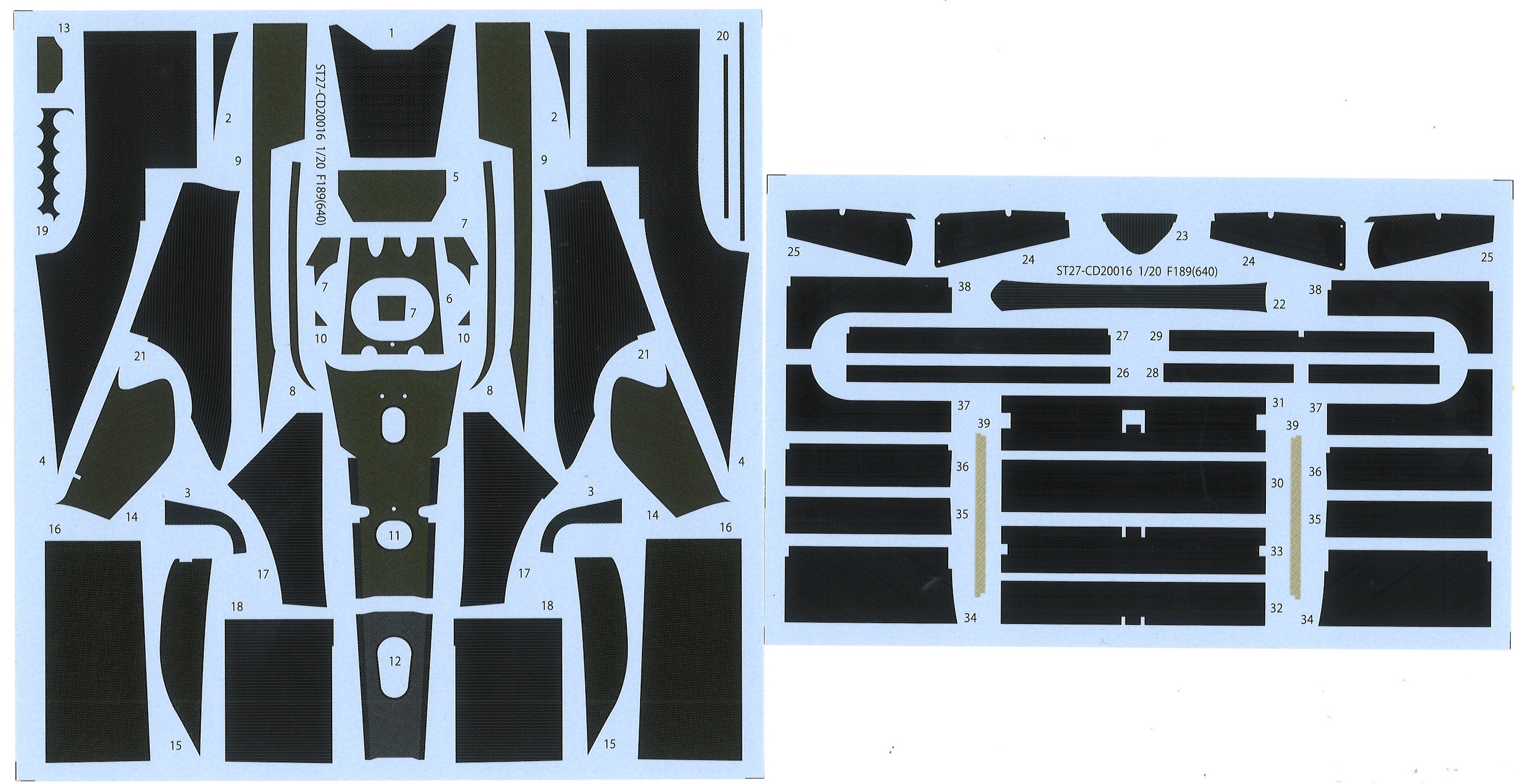 スタジオ27 1/20 フェラーリ F189 640 カーボンデカール タミヤ対応　CD20016