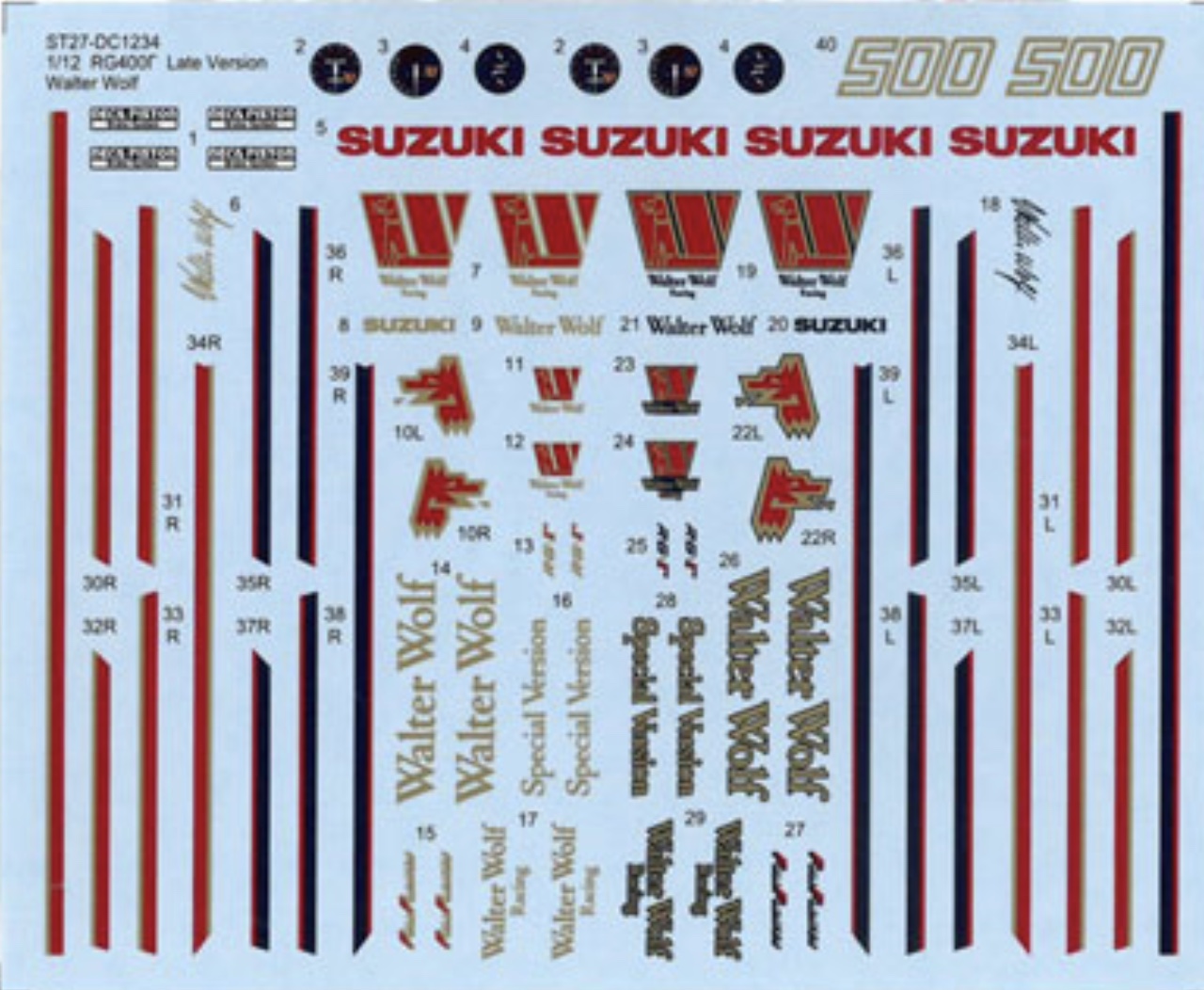 スタジオ27 1/12 スズキ RG400Γ ウォルターウルフ 後期型 ドレスアップデカール (ハセガワ対応)　DC1234