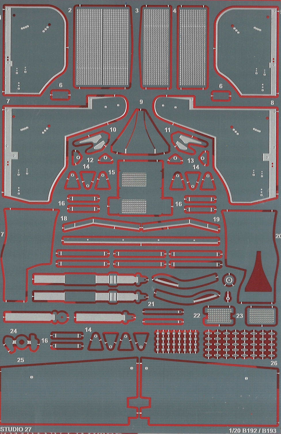 スタジオ27 1/20 ベネトン B192 ディティールアップパーツ タミヤ対応