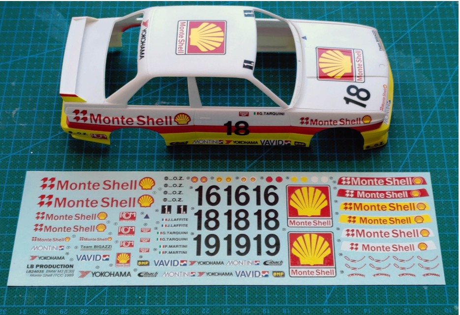 LBプロダクション 1/24 BMW M3 E30 "Monte Shell" ITCC 1989 No.18 フルスポンサーデカール (プラッツ/NuNu対応)　LB24035