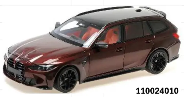 [予約] ミニチャンプス 1/18 BMW M3 ツーリング 2024 レッド/ブラックホイール/TARTUFO（赤茶）インテリア （開閉機構付き）　110024010