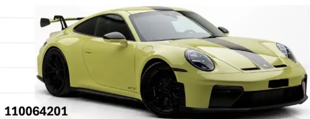 [予約] ミニチャンプス 1/18 ポルシェ 911 (992.2) GT3 2025 イエロー/ブラックホイール/ストライプ （開閉機構付き）　110064201