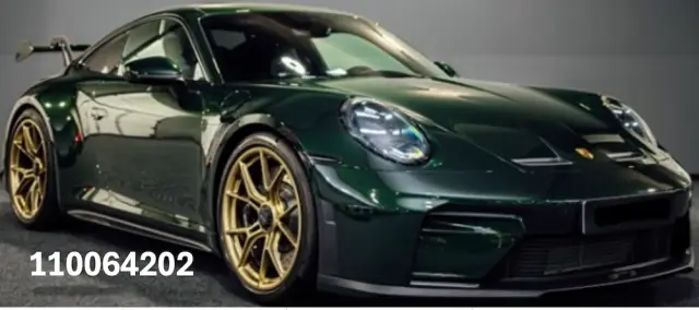 [予約] ミニチャンプス 1/18 ポルシェ 911 (992.2) GT3 2025 グリーンメタリック/ゴールドホイール （開閉機構付き）　110064202