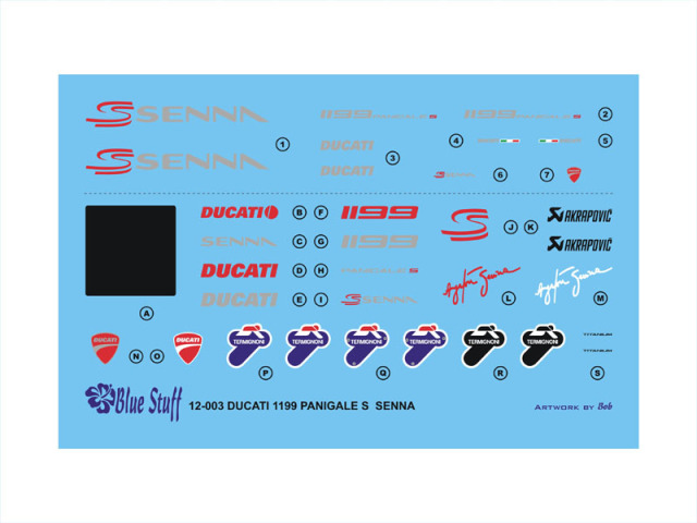 ブルースタッフ 1/12 ドゥカティ 1999 パニガーレ S A.セナ フルスポンサーデカール (タミヤ対応)　12-003