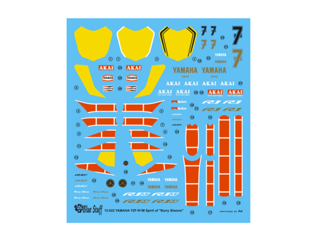 ブルースタッフ 1/12 ヤマハ YZF R1M スピリット オブ B.シーン ドレスアップデカール (タミヤ対応)　12-022