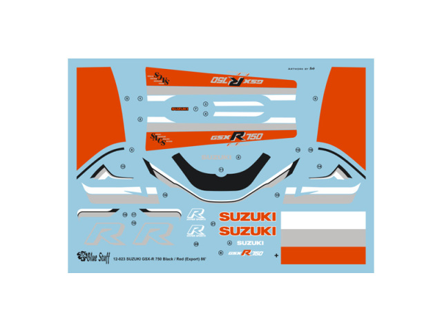 ブルースタッフ 1/12 デカール スズキ GSX R750 ブラック/レッド 1986