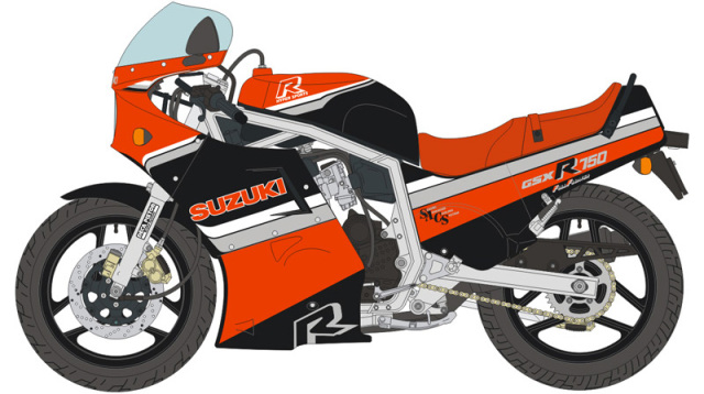 ブルースタッフ 1/12 デカール スズキ GSX R750 ブラック/レッド 1986 (ハセガワ対応)　12-023