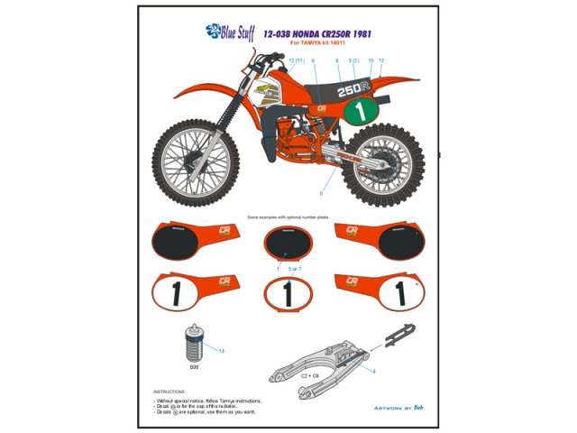 【未組立・中袋未開封】 HONDA CR250R 1/12 Restyle Complete Plastic Kit Bodywork Fairing Set For Honda