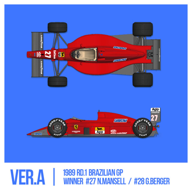 モデルファクトリーヒロ 1/43 フルディティールメタルキット フェラーリ F189 640 1989 Ver.A ブラジルGP N.マンセル ウィナー/G,ベルガー　MFH-K783