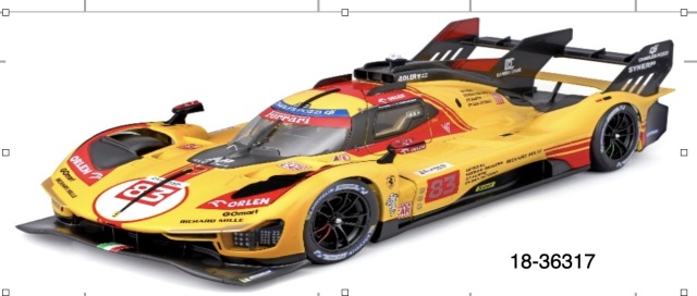 [予約] ブラーゴ 1/43 フェラーリ 499P ルマン 2024 No,83 イエロー クリアケース 18-36317