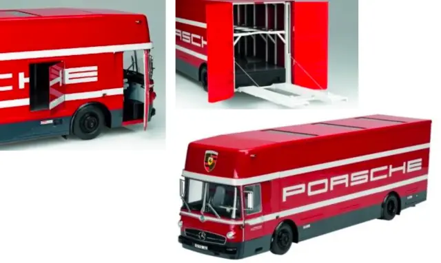 [予約] シュコー 1/18 メルセデスベンツ O317 ポルシェ レーシングトランスポーター　18U00153