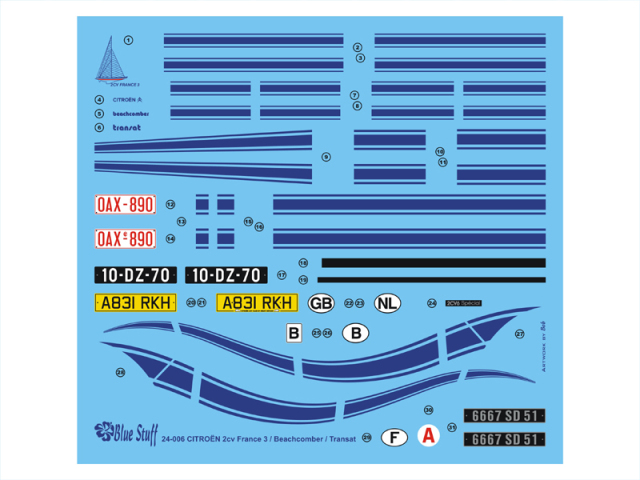 ブルースタッフ 1/24 シトロエン 2CV 1984 ドレスアップデカール (タミヤ対応)　24-006