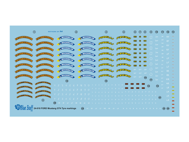 ブルースタッフ 1/24 ミシュラン/コンチネンタル タイヤロゴデカール　24-018