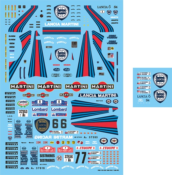 Vector 1 Decals (ベクター ワン デカール) 1/24 ランチア デルタ S4 RAC 1985/モンテカルロ 1986 フルスポンサーデカール　D24-011