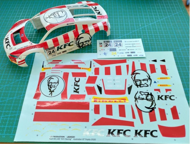 [メーカー完売] LBプロダクション 1/24 アウディ R8 LMS "KFC" オーストラリアGTトロフィー 2020 No.24 フルスポンサーデカール (NuNu対応)　LB24020