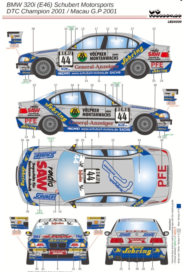 LBプロダクション 1/24 BMW E46 DTC チャンピオン 2001 No.44 LBプロダクション 1/24 BMW E46 DTC チャンピオン 2001 No.44