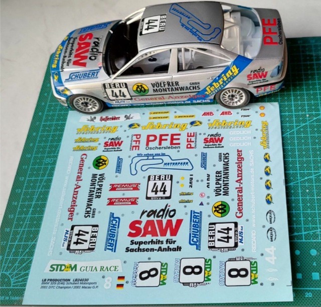 LBプロダクション 1/24 BMW E46 DTC チャンピオン 2001 No.44 / マカオ GP 2001 No.8 フルスポンサーデカール (NuNu対応)　LB24030