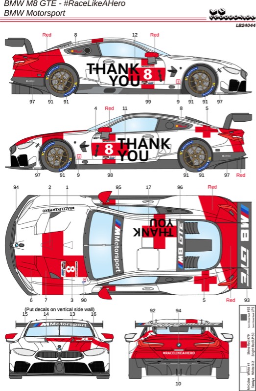 [メーカー完売]　LBプロダクション 1/24 デカール BMW M8 GTE Race Like A Hero　LB24044