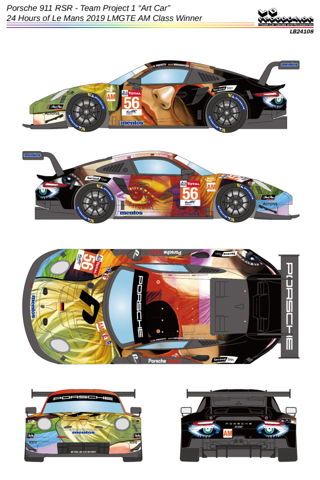 LBプロダクション 1/24 ポルシェ 911 GT3 RSR アートカー ルマン 2019 LMGTE-am No.56 クラスウィナー　LB24108