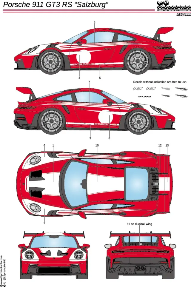 LBプロダクション 1/24 ポルシェ 911 GT3 RS "ザルツブルク" ドレスアップデカール　LB24111