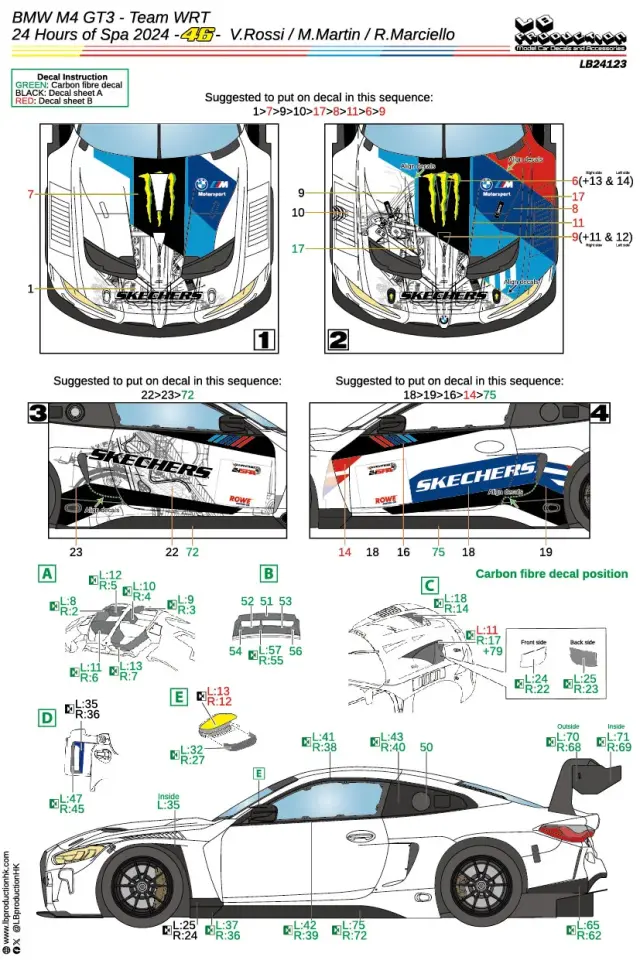 LBプロダクション 1/24 BMW M4 GT3 チームWRT スパ 24h No.46 V.ロッシ