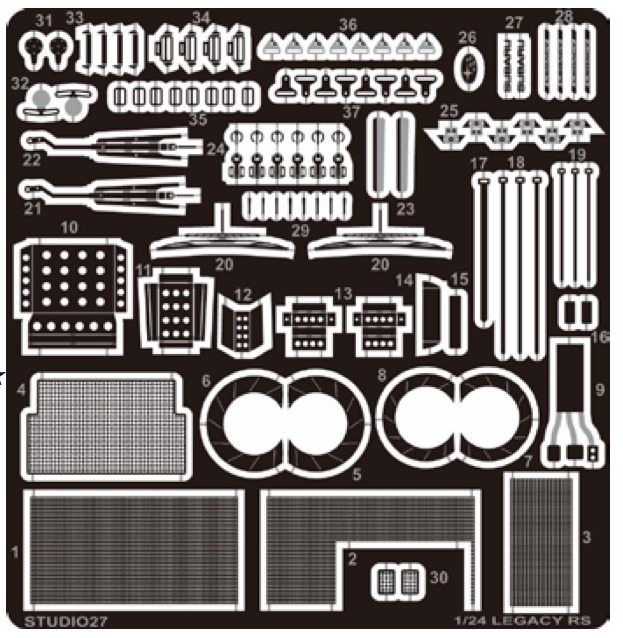 スタジオ27 1/24 スバル レガシー RS グレードアップパーツ シートベルトバックル&リボン付き (ハセガワ対応)　FP24223