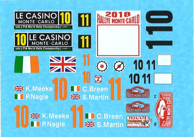 ルネッサンス 1/24 シトロエン C3 WRC モンテカルロ 2018 No.10/11 オプションデカール BELKIT対応　TK24-478
