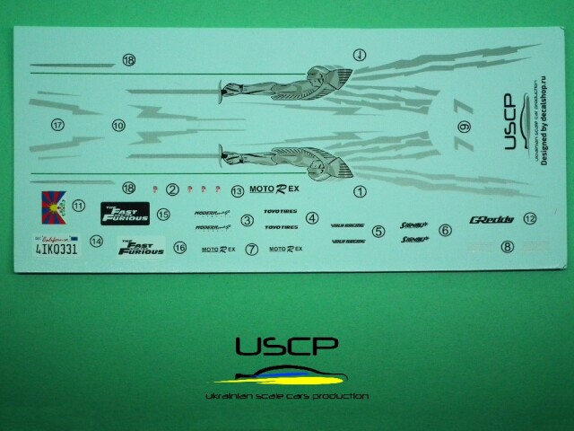 USCP 1/24 トヨタ スープラ ワイルドスピード デカール 24A059