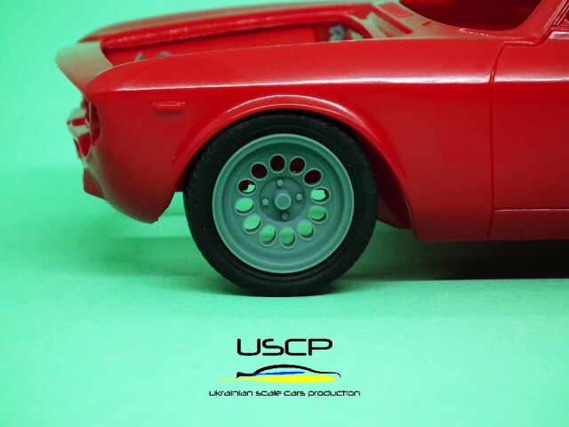 USCP 1/24 アルファロメオ ジュリア スプリント GTAm 16インチ マキシライトホイール ゴムタイヤセット タミヤ対応　24P190T