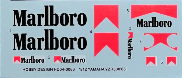 ホビーデザイン デカール 1/12 ヤマハ YZR500 (OW98) 1988 "Marlboro" (ハセガワ対応)　HD04-0083