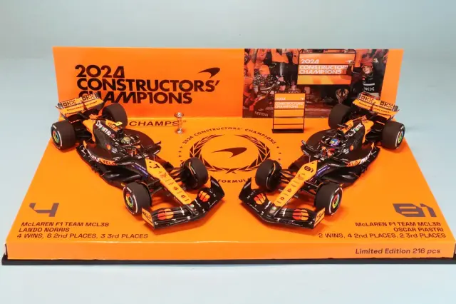 ミニチャンプス 1/43 マクラーレン MCL38 ノリス/ピアストリ アブダビGP 2024 コンストラクターズ チャンピオン 2台セット　532240481