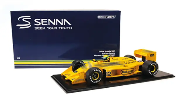 ミニチャンプス 1/12 ロータス ホンダ 99T アイルトン セナ 1987 台座付き キャメルロゴ加工済み　547871212