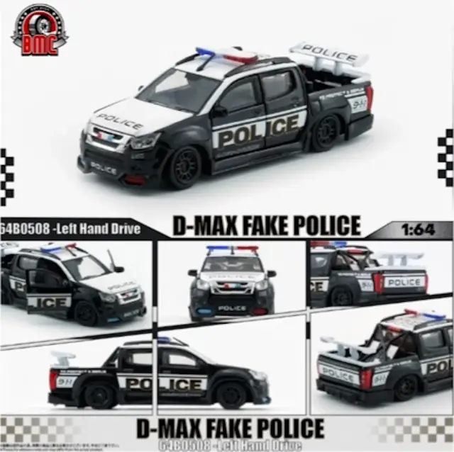 [予約] BMクリエーションズ 1/64 いすゞ D-MAX 2018 ローライダー フェイクポリス LHD / カナダ　64B0508