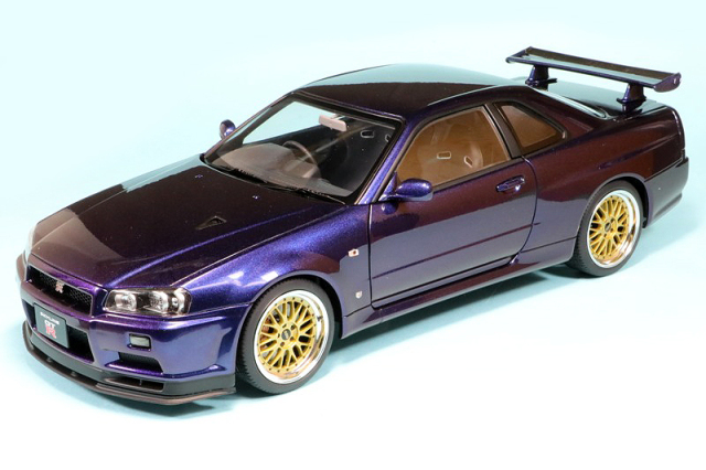 オートアート 1/18 ニッサン スカイライン GT-R R34 VスペックII "BBS LMホイール" ミッドナイトパープルIII　77403