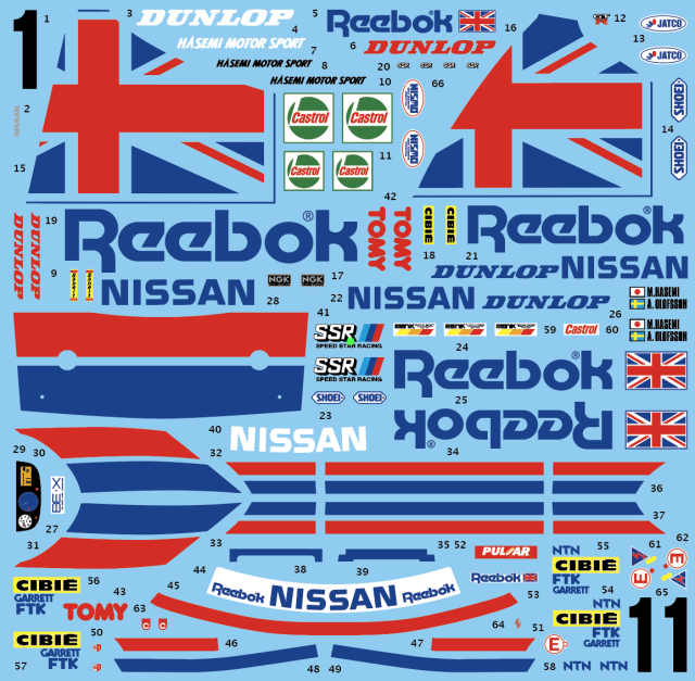 ロックタイトスカイラインのデカール 1:24 Loctite Nissan Skyline R34 GT-R 2000 Decals for Tamiya