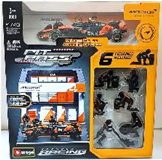 [予約] ブラーゴ 1/43 マクラーレン PIT PASS セット MCL39 No,4 L.ノリス クルー×6pcs パドックガレージ　BUR38457N