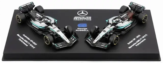 [予約] ブラーゴ 1/64 メルセデス-AMG ペトロナス F1チーム W16 オーストラリア/イギリスGP No.63 G.ラッセル 2台セット　BUR58020R